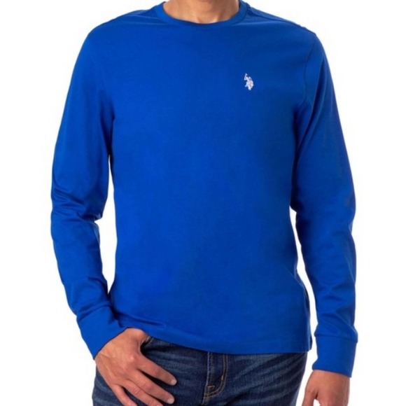 U.S. Polo Assn. USPA along Sleeve Solid Tee in Blue - NWT - Picture 1 of 11